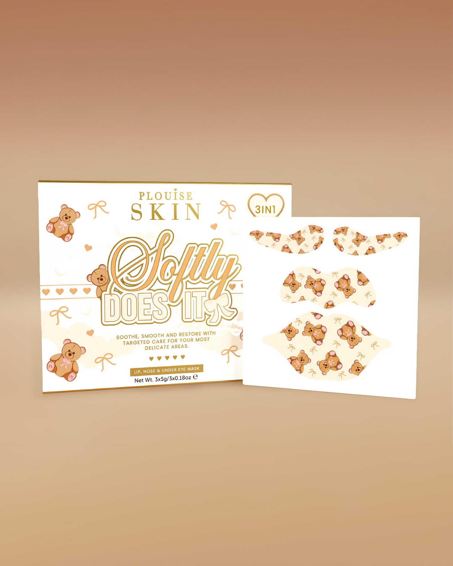 Softly Does It 3-in-1 Lip, Eye & Nose Mask Set