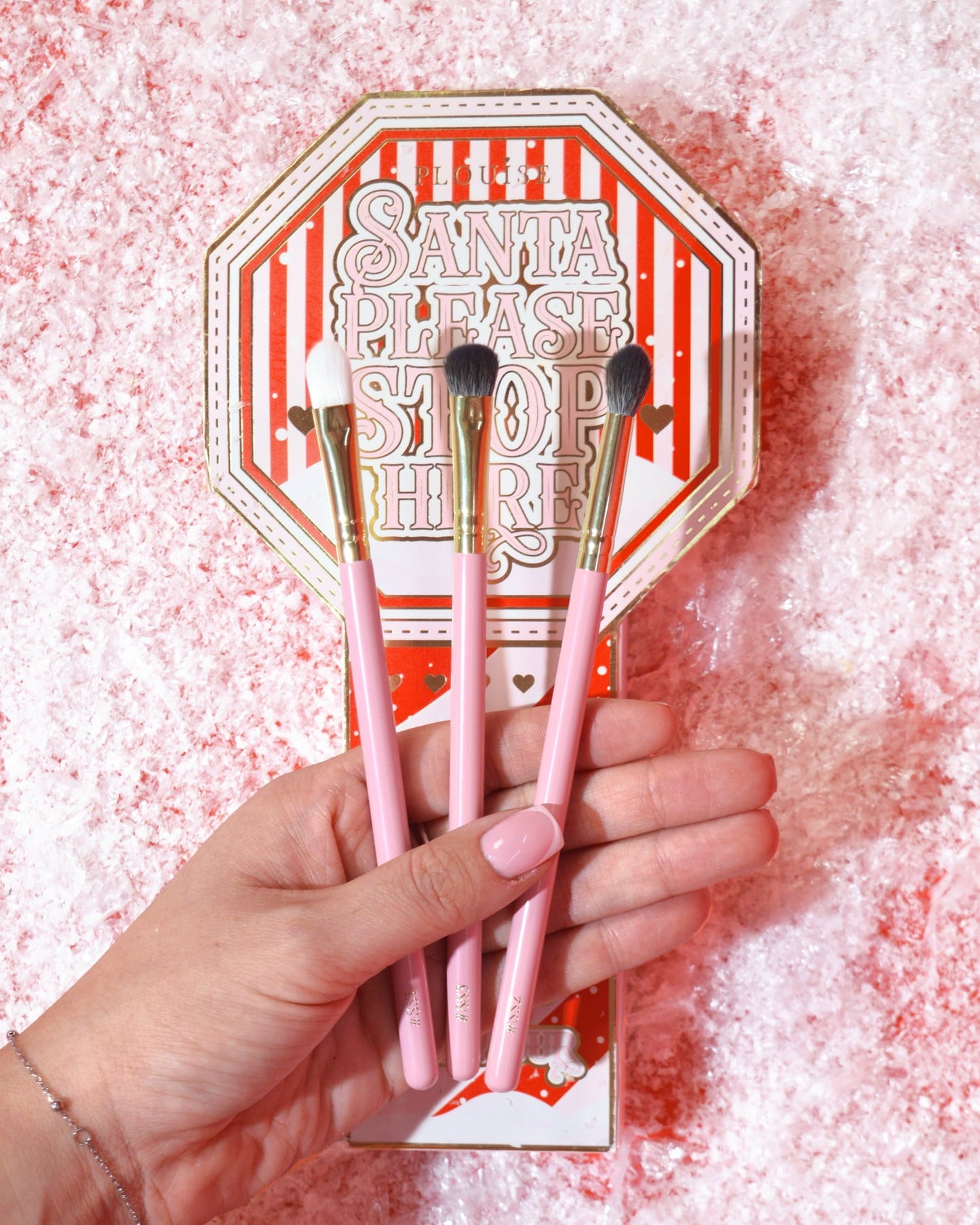 Santa Please Stop Here 3-Piece Eye Brush Set