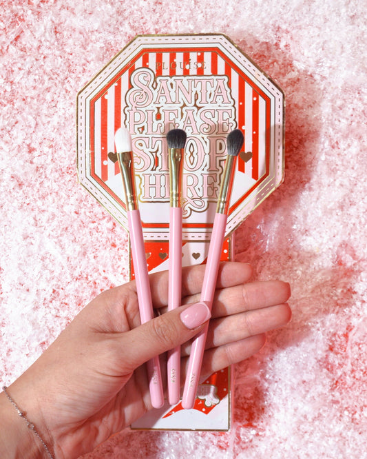 Santa Please Stop Here 3-Piece Eye Brush Set